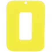 40x30mm Acetate hollow rectangle pendant - Neon yellow x1