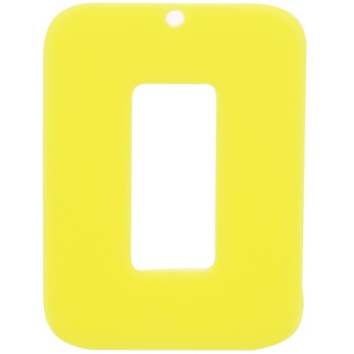 40x30mm Acetate hollow rectangle pendant - Neon yellow x1