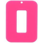 40x30mm Acetate hollow rectangle pendant - Fuchsia x1