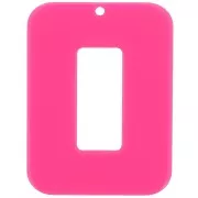 40x30mm Acetate hollow rectangle pendant - Fuchsia x1