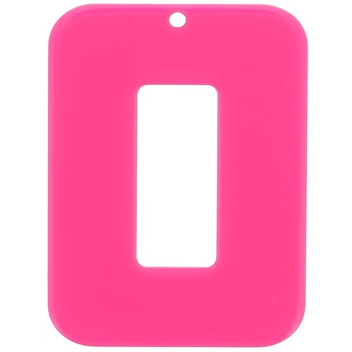 Rectangle pendant 40x30 mm in opaque acrylic - Fuchsia x1