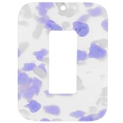 40x30mm Acetate hollow rectangle pendant - Terrazzo purple - White pearl x1|raw }}