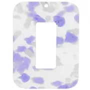 40x30mm Acetate hollow rectangle pendant - Terrazzo purple - White pearl x1