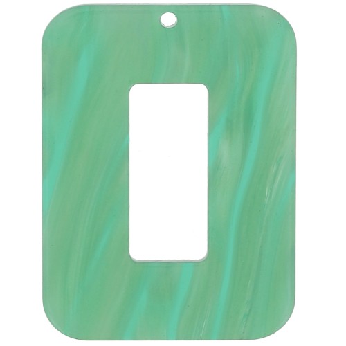 40x30mm Acetate hollow rectangle pendant - Marbled Multi-green pearl x1