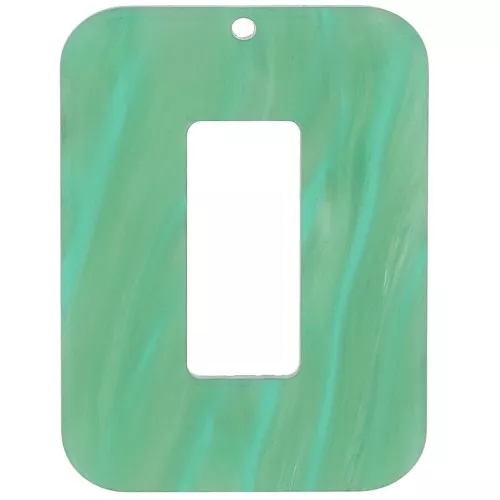 Rectangular acetate pendant 40x30 mm - Marbled Multi-green pearl x1