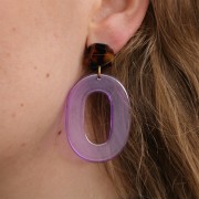 47x34mm Clear acrylic oval pendant - Light Purple x1