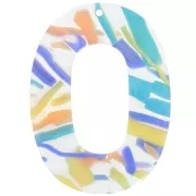 Acetate Oval Hollow Pendant 47x34 mm - Abstract Violet - Salmon x1