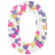 Acetate Oval Hollow Pendant 47x34 mm - Terrazzo Vanilla - Pastel Pink x1