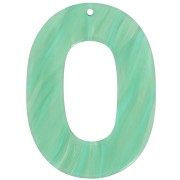 Oval hollow acetate pendant 47x34 mm - Multi-green pearly marble x1