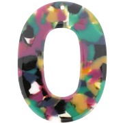 47x34mm Acetate Oval Hollow Pendant - Tortoiseshell Green - Fuchsia x1|raw }}