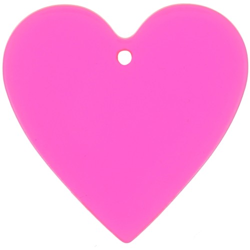 31x32mm transparent Acetate Heart Pendant - Neon Pink - orange x1