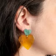 31x32mm transparent Acetate Heart Pendant - Yellow x1