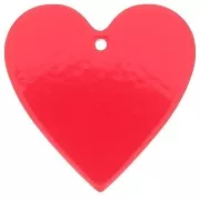 Pendentif coeur 31x32 mm en acrylique transparent - Rouge x1