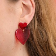 31x32mm transparent Acetate Heart Pendant - Red x1