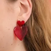 31x32mm transparent Acetate Heart Pendant - Red x1