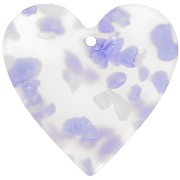 31x32mm Acetate Heart Pendant - Terrazzo Violet - Pearly White x1