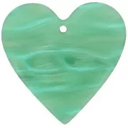 31x32mm Acetate Heart Pendant - Marbled Multi-Green Pearl x1
