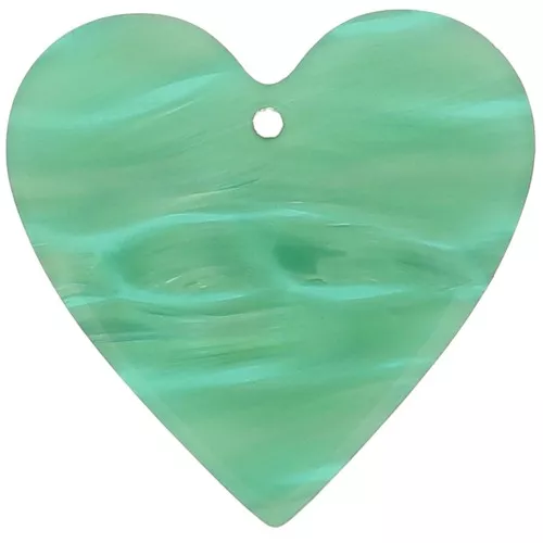 31x32mm Acetate Heart Pendant - Marbled Multi-Green Pearl x1
