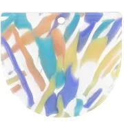 29x33mm Acetate Half-moon pendant - Abstrait Violet - Saumon x1