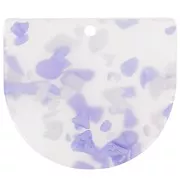 29x33mm Acetate half moon pendant - Terrazzo purple - Pearly White x1