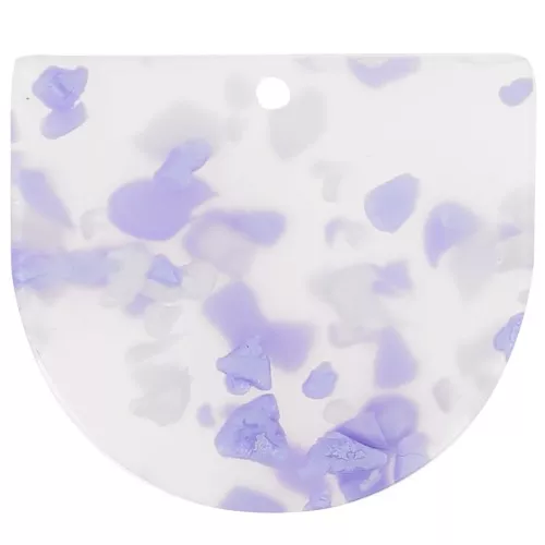 29x33mm Acetate half moon pendant - Terrazzo purple - Pearly White x1