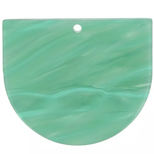 29x33mm Acetate half moon pendant - Marbled Multi-green pearl x1