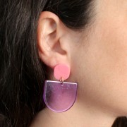 29x33mm Clear acrylic half moon pendant - Purple x1