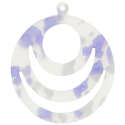 30mm Round openwork acetate pendant - Terrazzo Violet - White Pearl x1