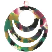 30mm Round openwork acetate pendant - Tortoiseshell Green - Fuchsia x1|raw }}