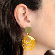 30mm Round openwork acetate pendant - Tortoiseshell Green - Fuchsia x1