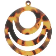 30mm Round openwork acetate pendant - Tortoiseshell Brown - Black x1