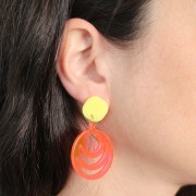 30mm Round openwork acetate pendant - Tortoiseshell Brown - Black x1