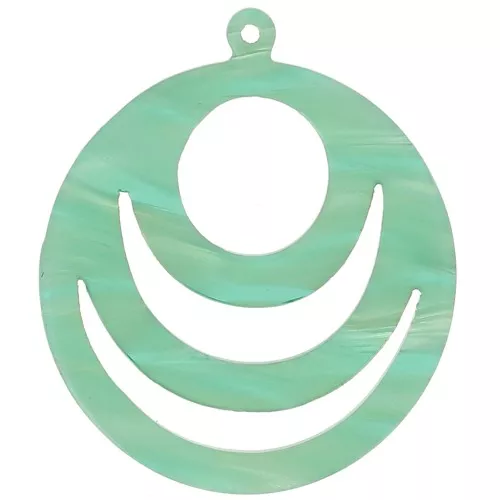 30mm Round openwork pendant in acetate - Marbled Multi-green pearl x1