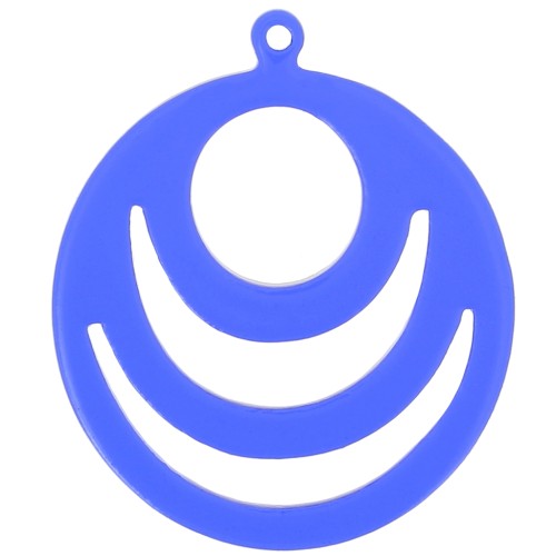 30mm Round openwork acrylic pendant - Blue x1