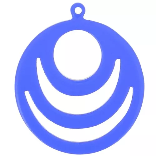 30mm Round openwork acrylic pendant - Blue x1