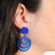 30mm Round openwork acrylic pendant - Blue x1