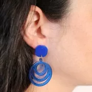 30mm Round openwork acrylic pendant - Blue x1