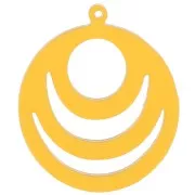 30mm Round openwork acrylic pendant - Yellow x1