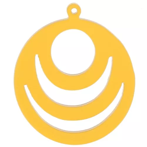 30mm Round openwork acrylic pendant - Yellow x1