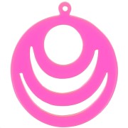 30mm Round openwork acrylic pendant - Neon Pink Orange x1