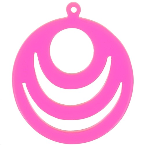30mm Round openwork acrylic pendant - Neon Pink Orange x1