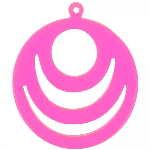 30mm Round openwork acrylic pendant - Neon Pink Orange x1