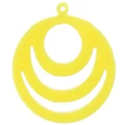 30mm Round openwork acrylic pendant - Neon yellow x1
