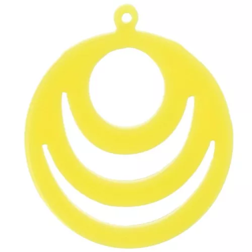 30mm Round openwork acrylic pendant - Neon yellow x1
