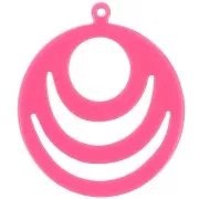 30mm Round openwork acrylic pendant - Fuchsia x1