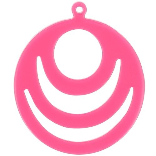 30mm Round openwork acrylic pendant - Fuchsia x1