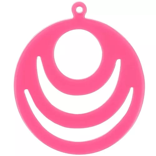 30mm Round openwork acrylic pendant - Fuchsia x1