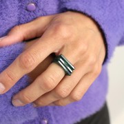 Transparent Acetate Flat Ring - Size 51 - Dark Green x1