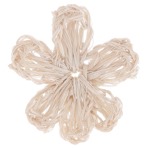 40mm raffia flower pendant - Natural x1
