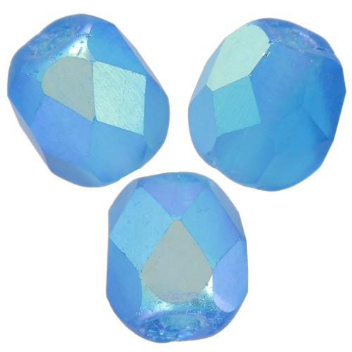 4mm Fire polished beads - Capri Blue AB Mat x50